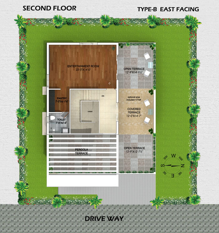 Type B East Facing Villa Second Floor plan