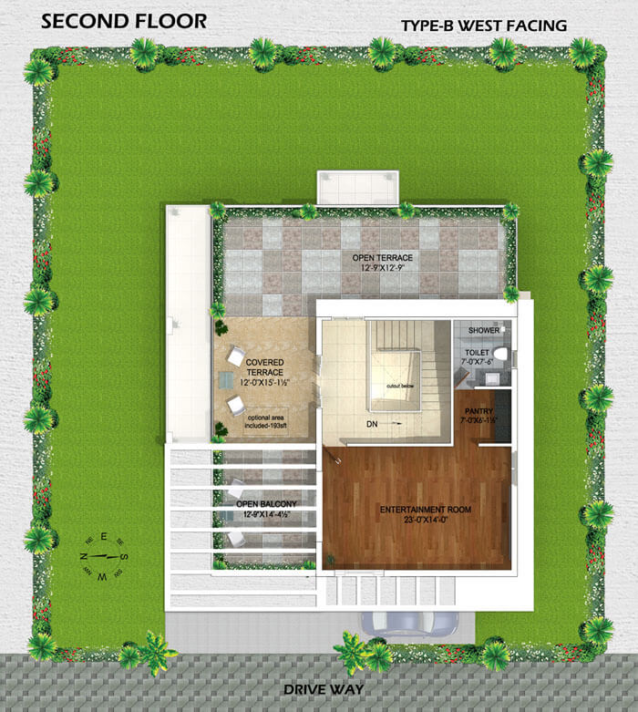 Type B West Facing Villa Second Floor plan