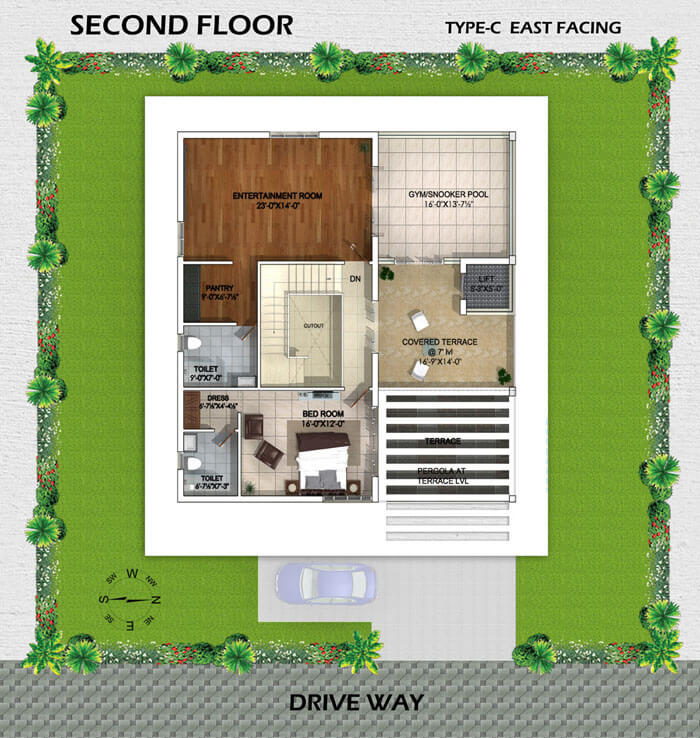 Type C East Facing Villa Second Floor plan