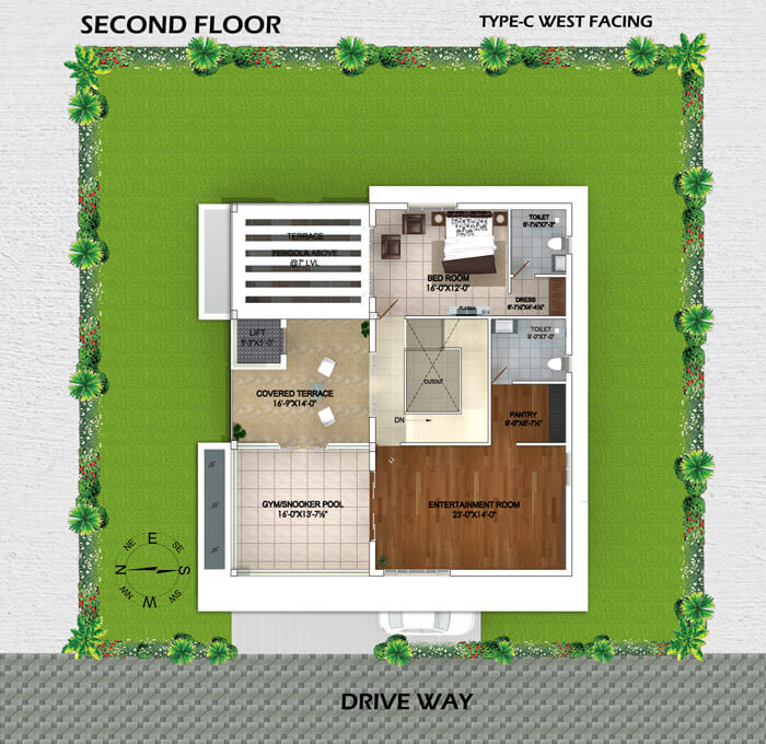 Type C West Facing Villa Second Floor plan